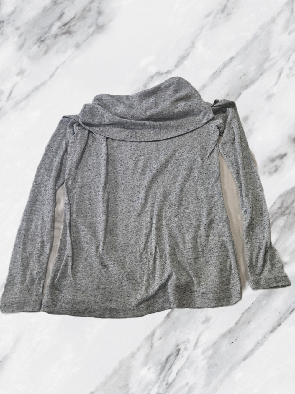 Gray Cowl Neck Long Sleeve Top